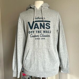 Vans | Authentic Off The Wall Gray Pullover Hoodie with Logo Graphic - Size L